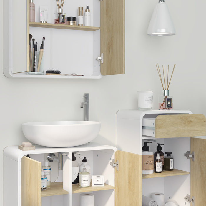 Vicco Set di mobili da bagno Bianco/quercia 3 pezzi, con cabinet midi
