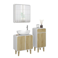 Vicco Set di mobili da bagno Bianco/quercia 3 pezzi, con cabinet midi