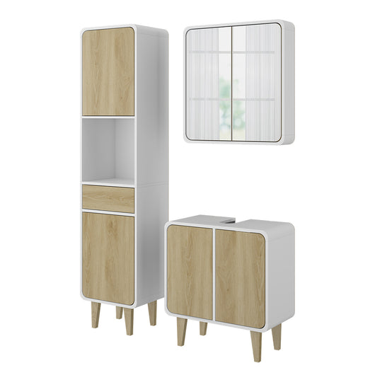 Vicco Set di mobili da bagno Bianco/quercia 3 parti, con colonna