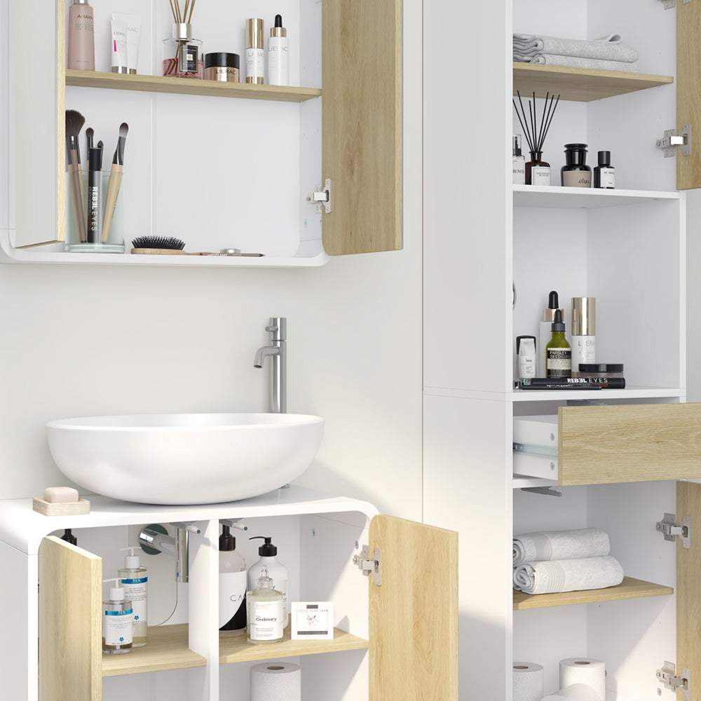 Vicco Set di mobili da bagno Bianco/quercia 4 parti