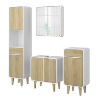 Vicco Set di mobili da bagno Bianco/quercia 4 parti