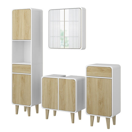 Vicco Set di mobili da bagno Bianco/quercia 4 parti