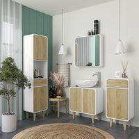 Vicco Set di mobili da bagno Bianco/quercia 4 parti