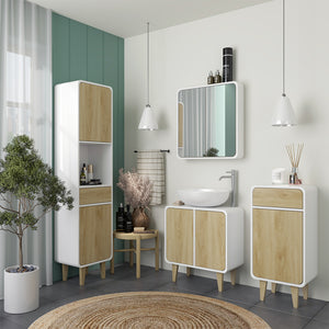 Vicco Set di mobili da bagno Bianco/quercia 4 parti