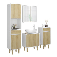 Vicco Set di mobili da bagno Bianco/quercia 4 parti