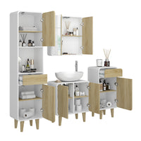 Vicco Set di mobili da bagno Bianco/quercia 4 parti