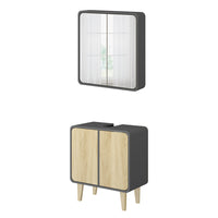 Vicco Set di mobili da bagno Antracite/quercia 2 parti