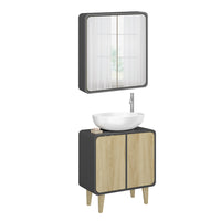 Vicco Set di mobili da bagno Antracite/quercia 2 parti