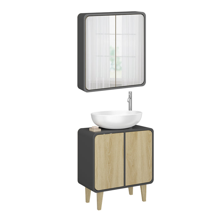 Vicco Set di mobili da bagno Antracite/quercia 2 parti