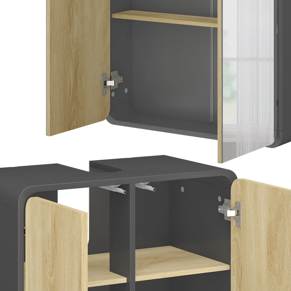 Vicco Set di mobili da bagno Antracite/quercia 2 parti