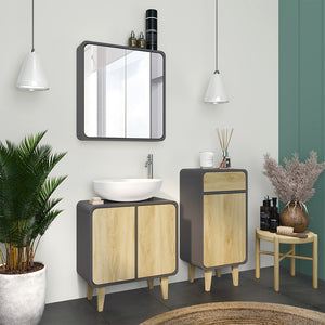 Vicco Set di mobili da bagno Antracite/quercia 3 pezzi, con cabinet midi