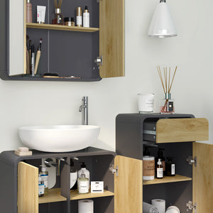 Vicco Set di mobili da bagno Antracite/quercia 3 pezzi, con cabinet midi