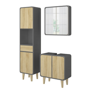 Vicco Set di mobili da bagno Antracite/quercia 3 parti, con colonna