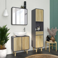 Vicco Set di mobili da bagno Antracite/quercia 3 parti, con colonna