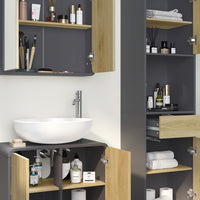 Vicco Set di mobili da bagno Antracite/quercia 3 parti, con colonna