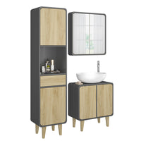 Vicco Set di mobili da bagno Antracite/quercia 3 parti, con colonna
