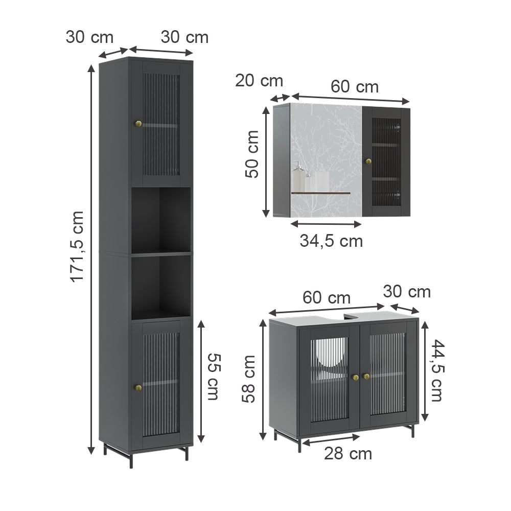 Vicco  Grigio 3 parti con colonna
