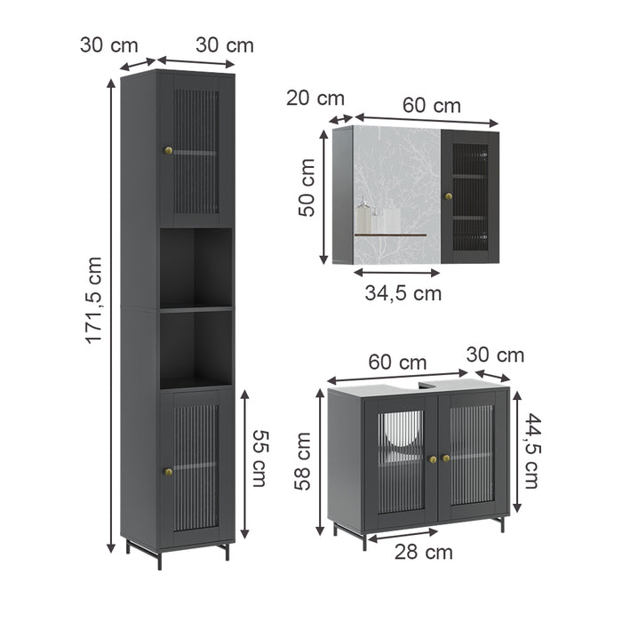 Vicco  Grigio 3 parti con colonna