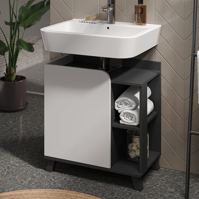 Vicco Mobiletto per lavabo Antracite/bianco 60 x 65 cm con porta e vani aperti