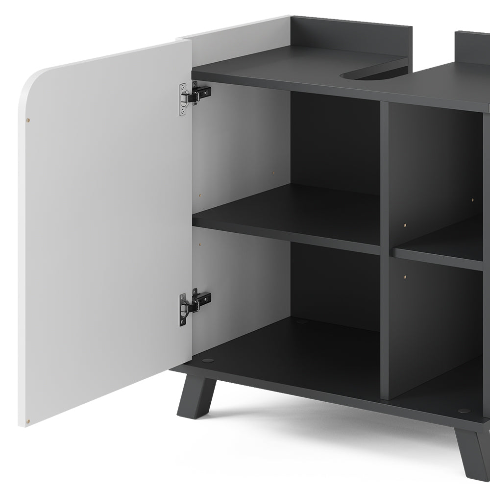 Vicco Mobiletto per lavabo Antracite/bianco 60 x 65 cm con porta e vani aperti