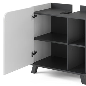 Vicco Mobiletto per lavabo Antracite/bianco 60 x 65 cm con porta e vani aperti
