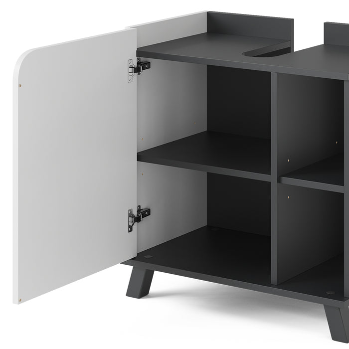Vicco Mobiletto per lavabo Antracite/bianco 60 x 65 cm con porta e vani aperti