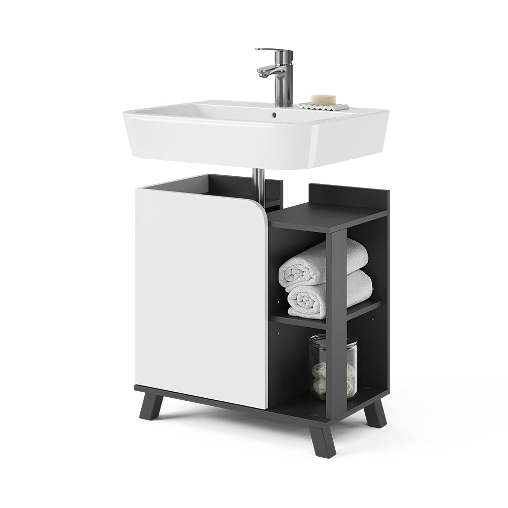 Vicco Mobiletto per lavabo Antracite/bianco 60 x 65 cm con porta e vani aperti