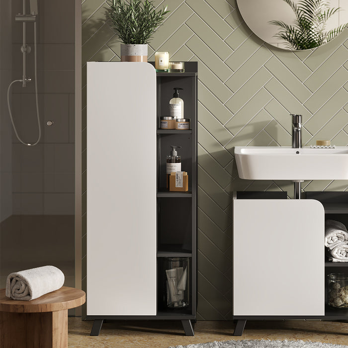 Vicco Mobiletto midi Antracite/bianco 50 x 128 cm con porta e vani aperti