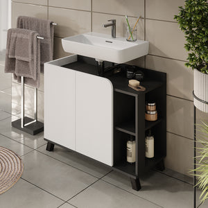 Vicco Mobile sottolavabo per bagno Antracite/bianco 80 x 65 cm con 2 porte