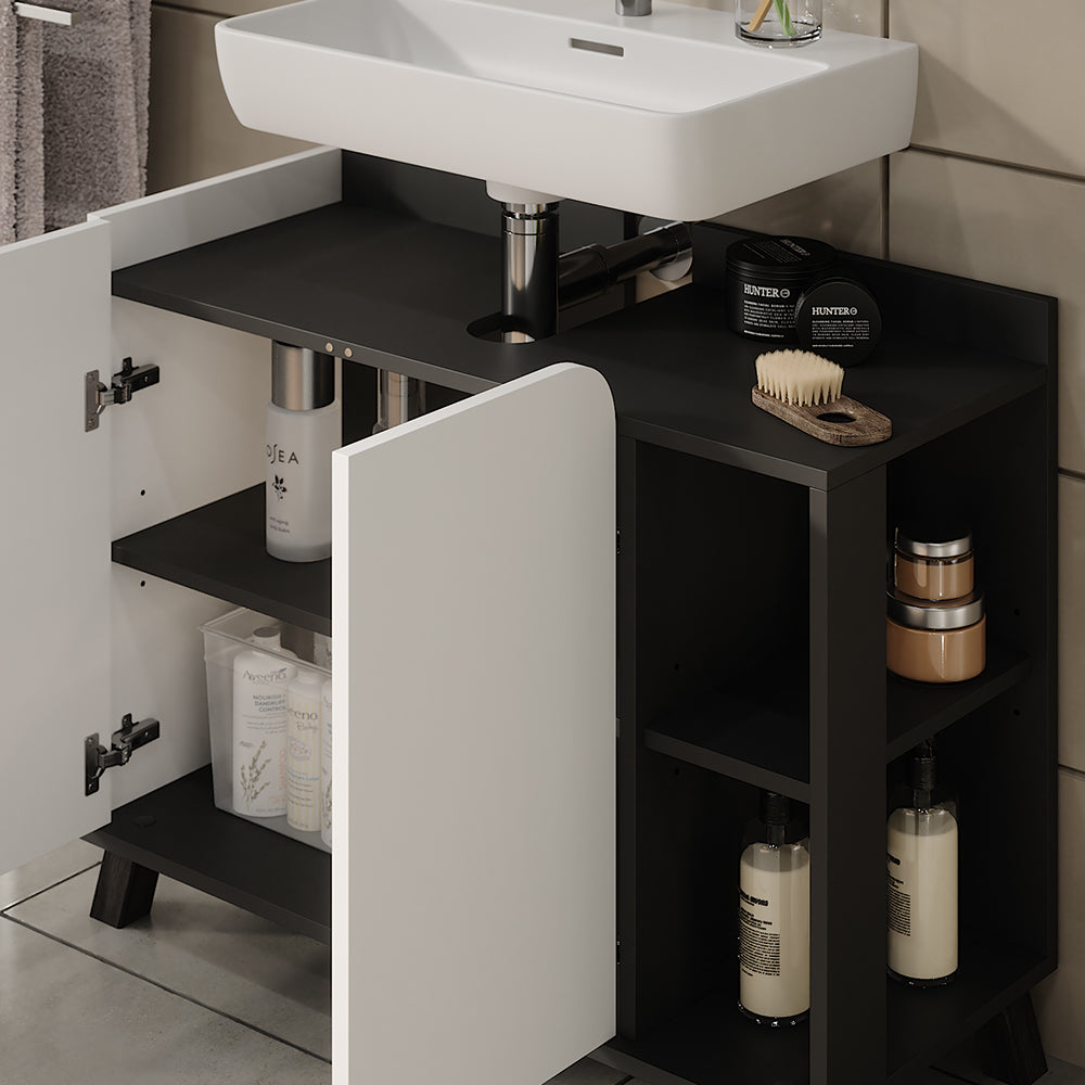 Vicco Mobile sottolavabo per bagno Antracite/bianco 80 x 65 cm con 2 porte