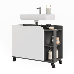 Vicco Mobile sottolavabo per bagno Antracite/bianco 80 x 65 cm con 2 porte