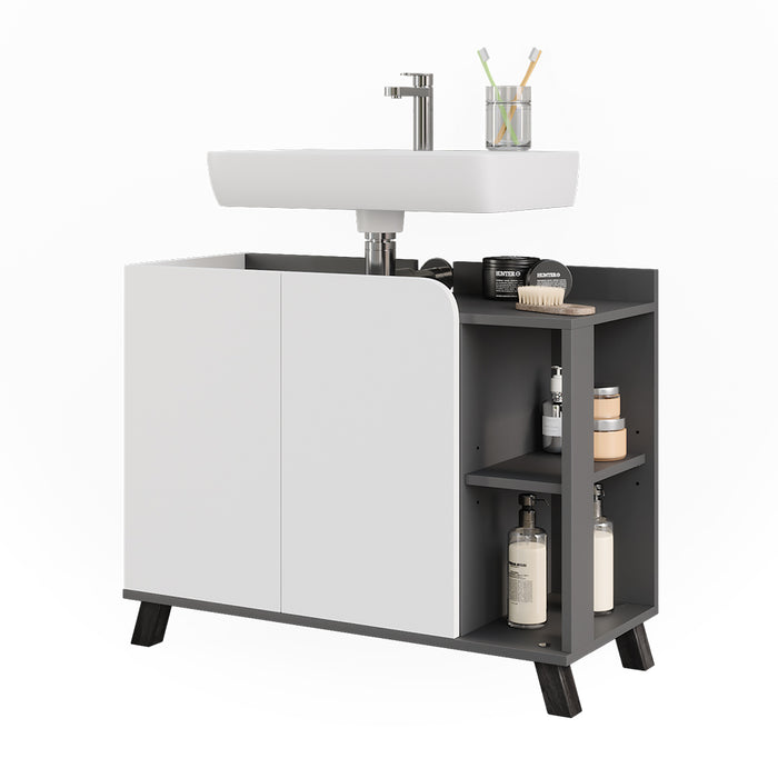 Vicco Mobile sottolavabo per bagno Antracite/bianco 80 x 65 cm con 2 porte