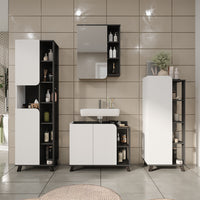 Vicco Mobile sottolavabo per bagno Antracite/bianco 80 x 65 cm con 2 porte