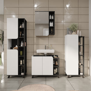 Vicco Mobile sottolavabo per bagno Antracite/bianco 80 x 65 cm con 2 porte