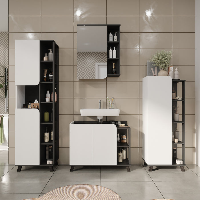Vicco Mobile sottolavabo per bagno Antracite/bianco 80 x 65 cm con 2 porte