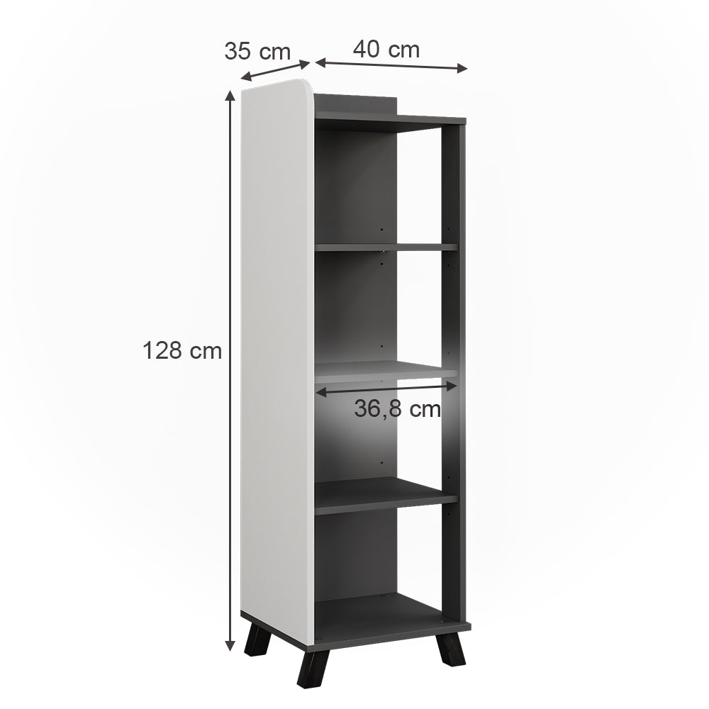 Vicco Mensola da bagno Antracite/bianco 40 x 128 cm con 4 scomparti