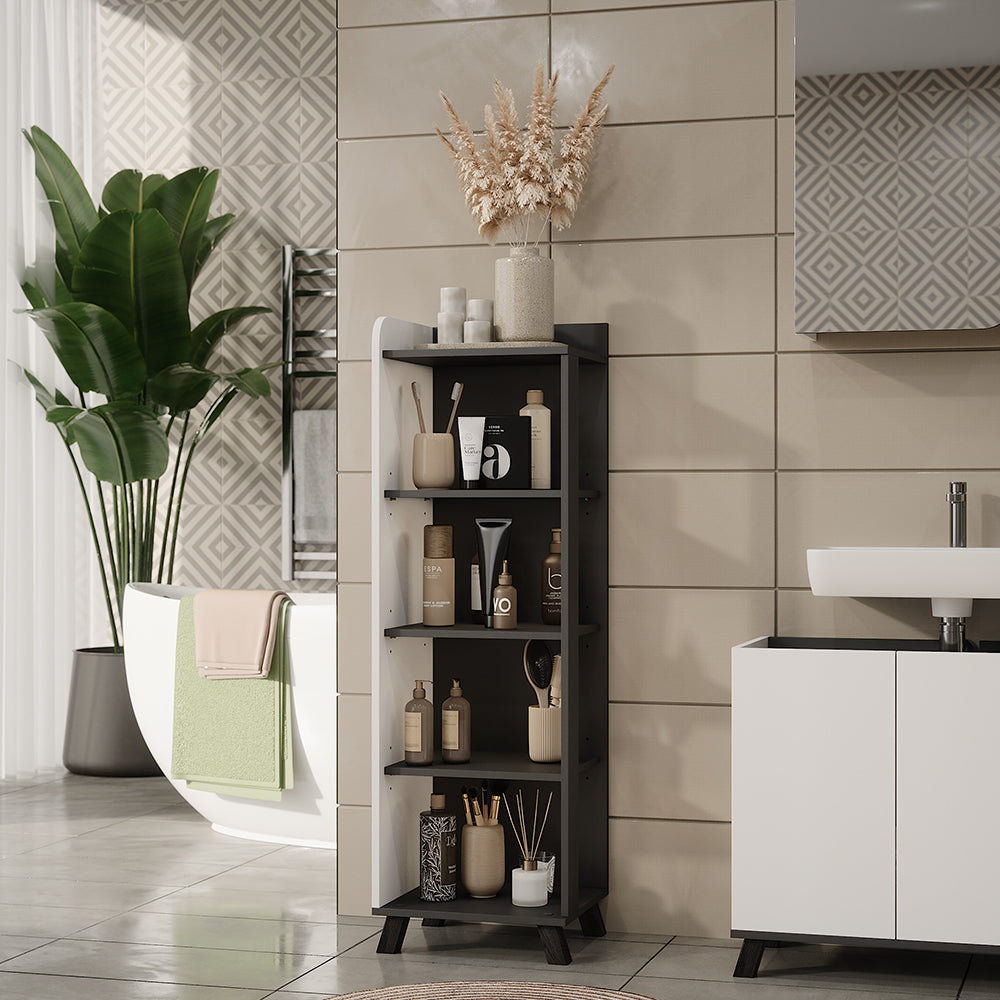 Vicco Mensola da bagno Antracite/bianco 40 x 128 cm con 4 scomparti