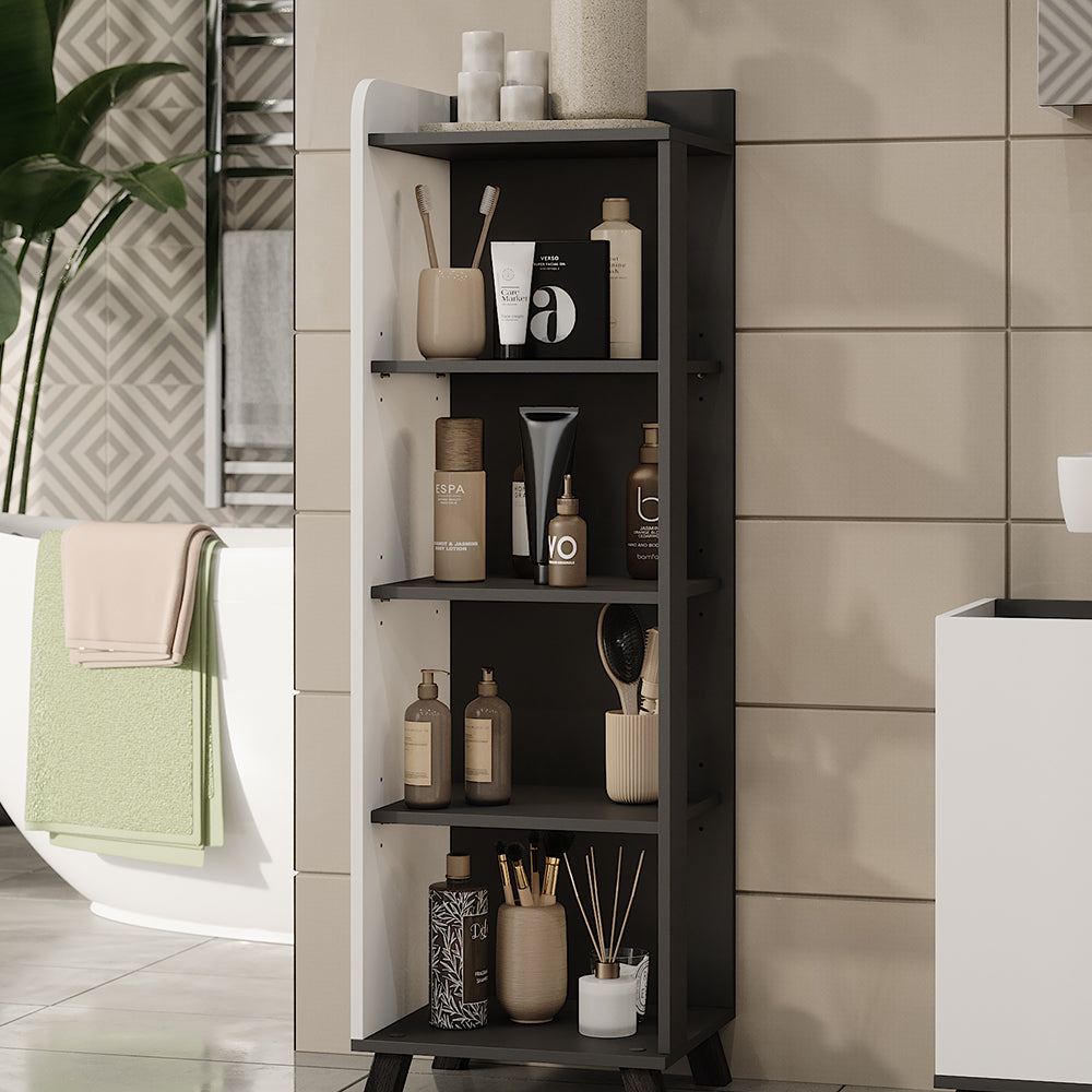 Vicco Mensola da bagno Antracite/bianco 40 x 128 cm con 4 scomparti