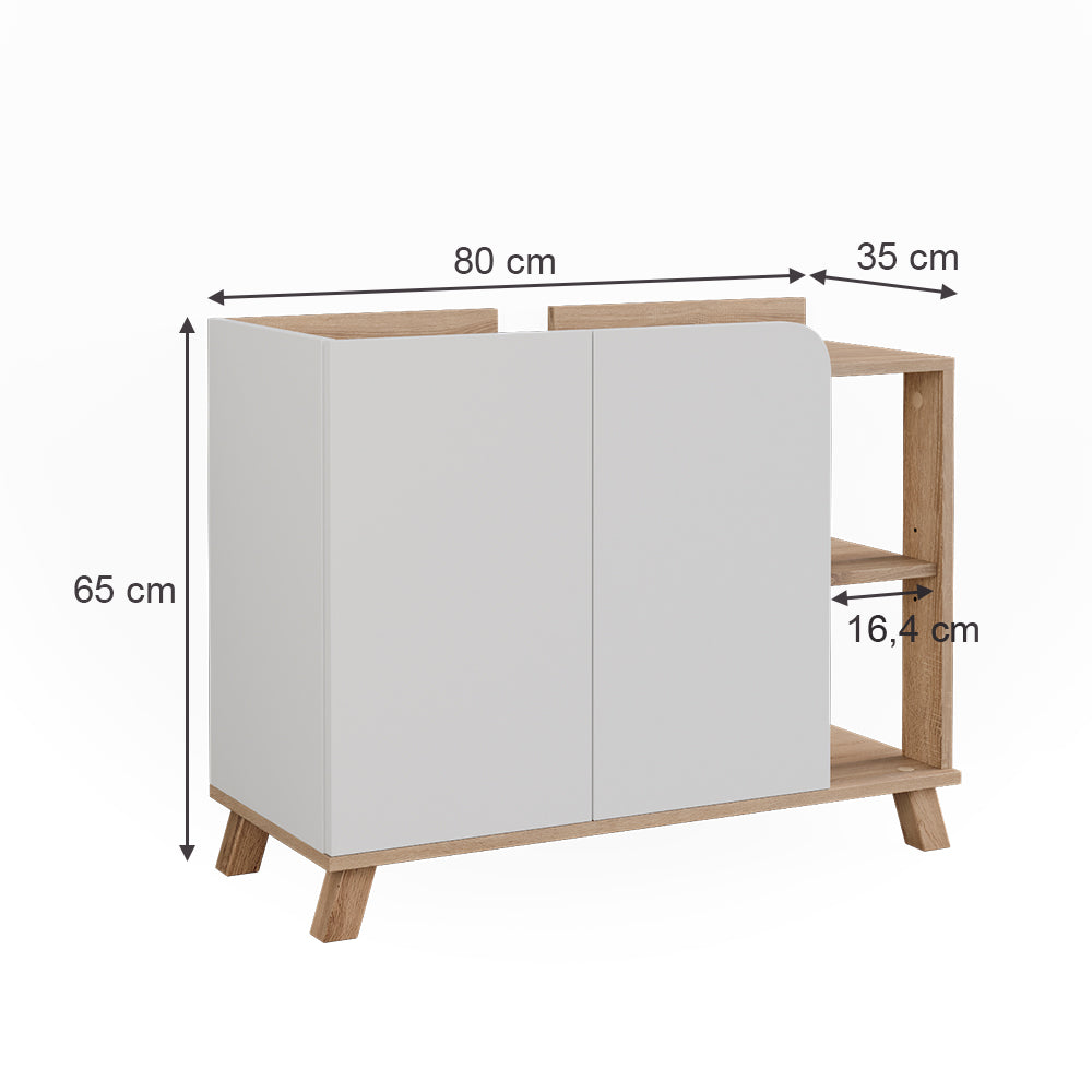Vicco Mobile sottolavabo per bagno Sonoma/Bianco 80 x 65 cm con 2 porte