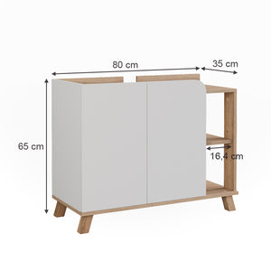 Vicco Mobile sottolavabo per bagno Sonoma/Bianco 80 x 65 cm con 2 porte