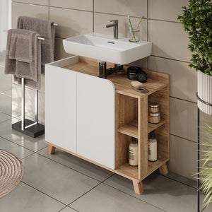 Vicco Mobile sottolavabo per bagno Sonoma/Bianco 80 x 65 cm con 2 porte