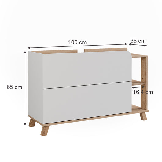 Vicco Mobiletto per lavabo Sonoma/Bianco 100 x 65 cm con 2 cassetti