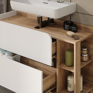 Vicco Mobiletto per lavabo Sonoma/Bianco 100 x 65 cm con 2 cassetti