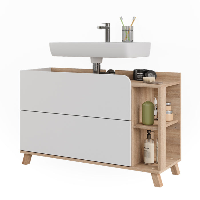 Vicco Mobiletto per lavabo Sonoma/Bianco 100 x 65 cm con 2 cassetti