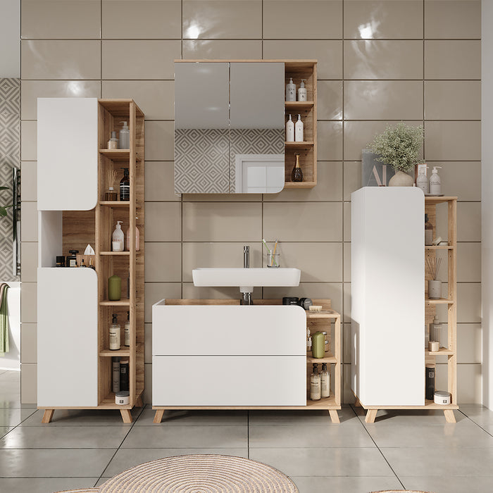 Vicco Mobiletto per lavabo Sonoma/Bianco 100 x 65 cm con 2 cassetti