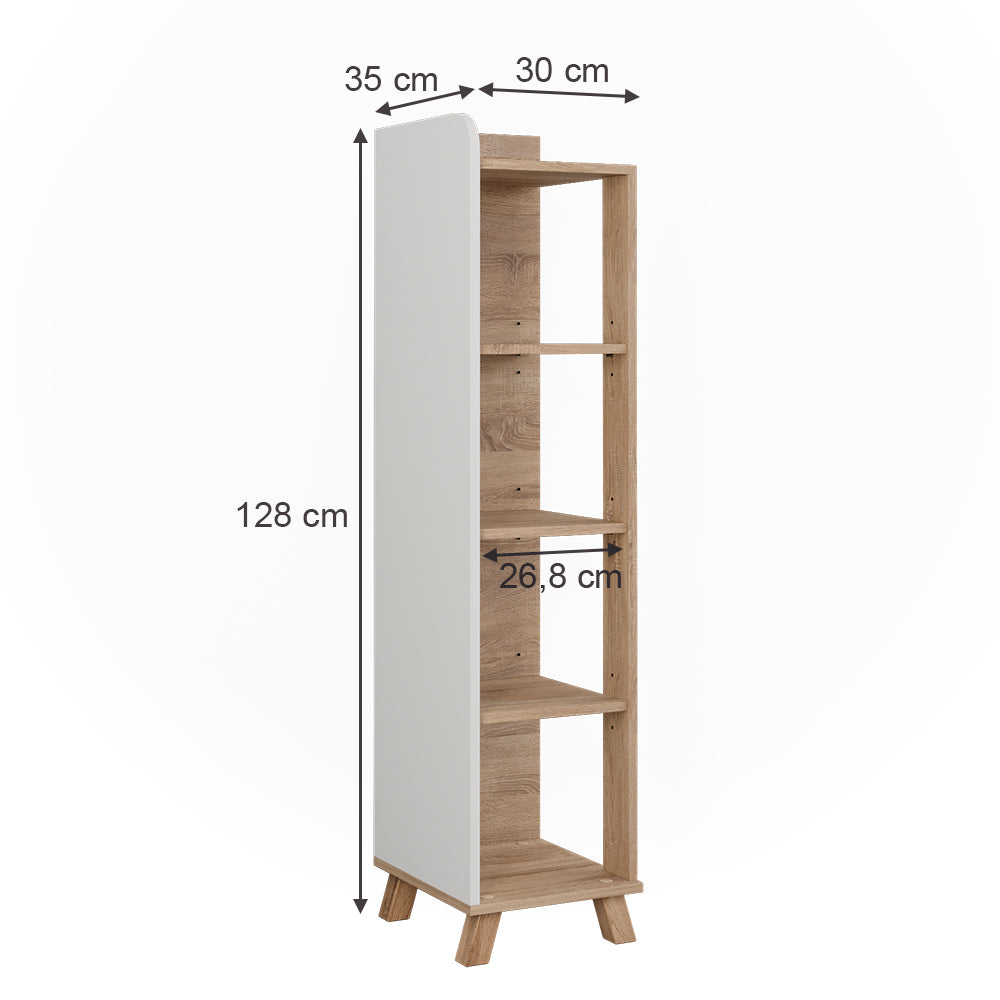 Vicco Mensola da bagno Sonoma/Bianco 30 x 128 cm con 4 scomparti