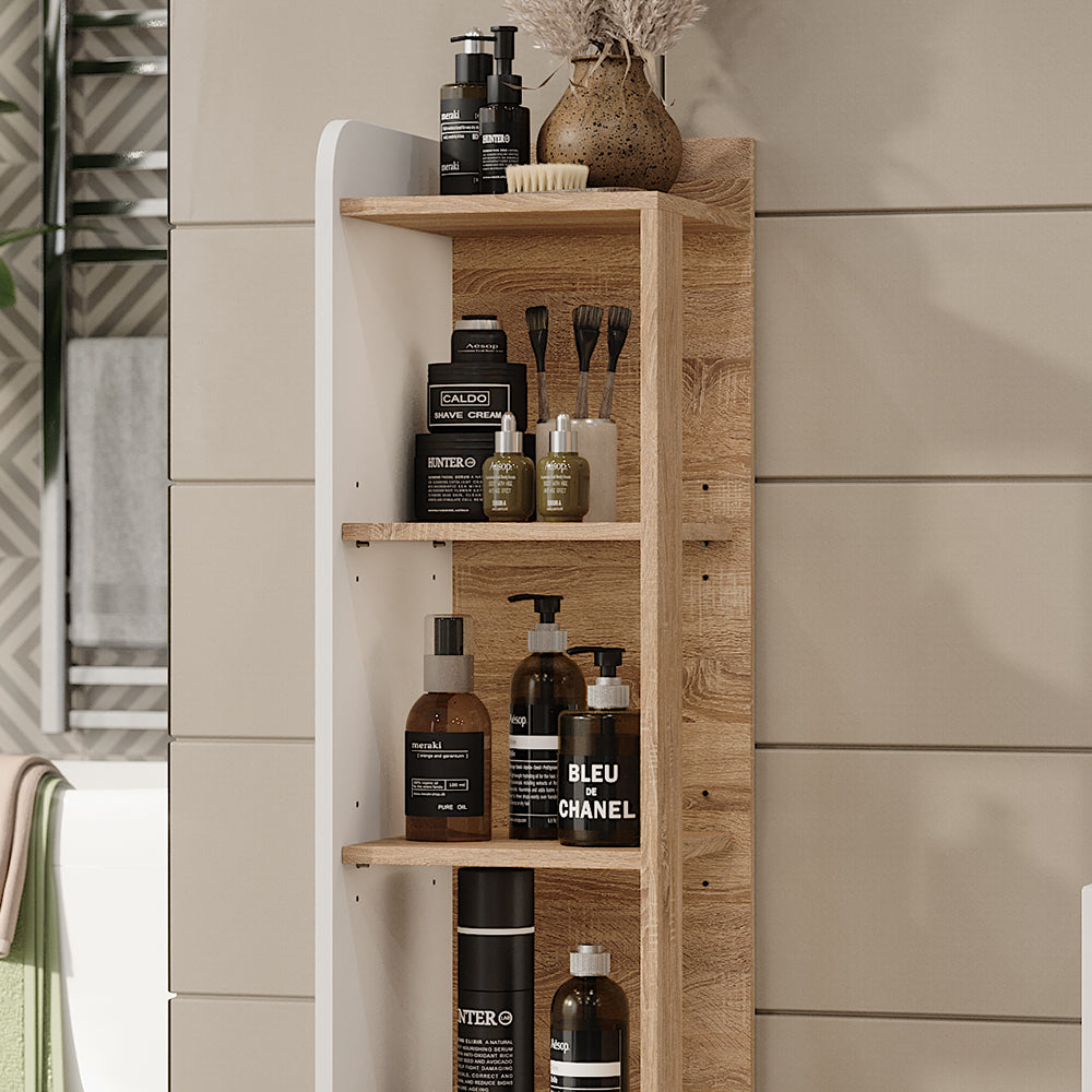 Vicco Mensola da bagno Sonoma/Bianco 30 x 128 cm con 4 scomparti