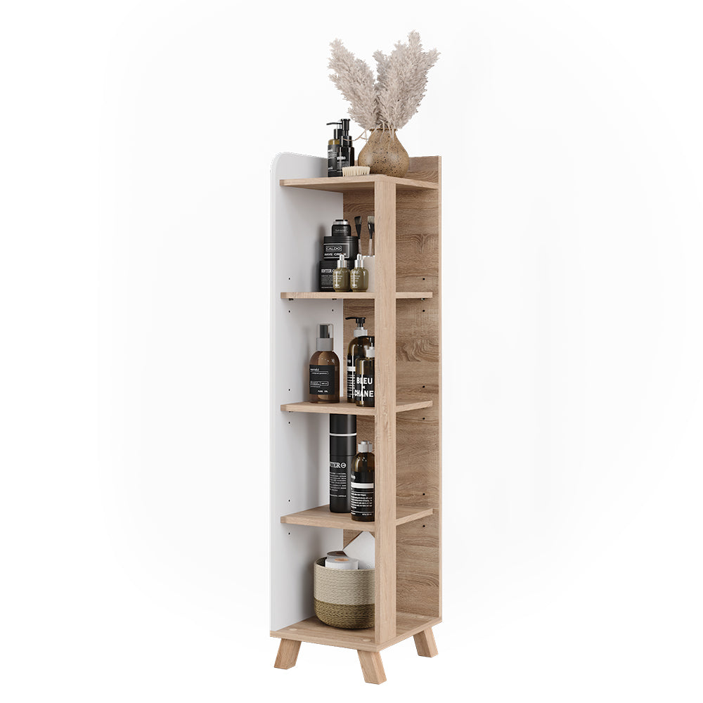 Vicco Mensola da bagno Sonoma/Bianco 30 x 128 cm con 4 scomparti