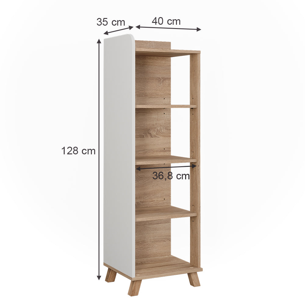 Vicco Mensola da bagno Sonoma/Bianco 40 x 128 cm con 4 scomparti