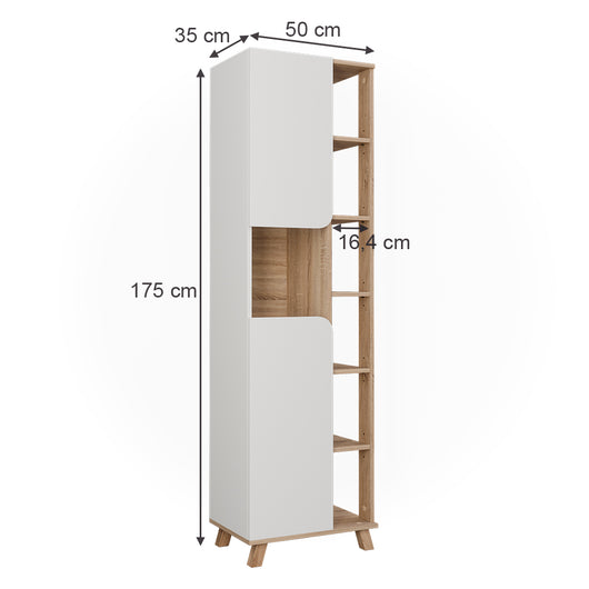 Vicco Armadio per il bagno Sonoma/Bianco 50 x 175 cm con 2 porte